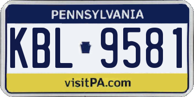 PA license plate KBL9581