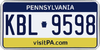 PA license plate KBL9598