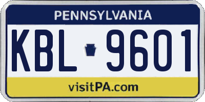 PA license plate KBL9601