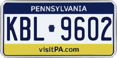 PA license plate KBL9602