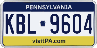 PA license plate KBL9604