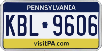 PA license plate KBL9606