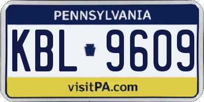 PA license plate KBL9609