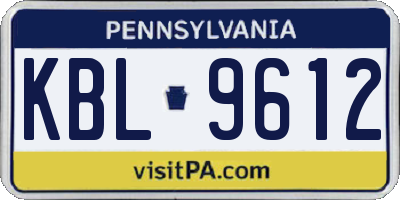 PA license plate KBL9612