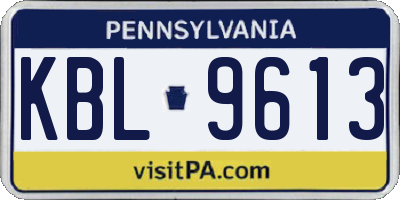 PA license plate KBL9613