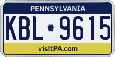 PA license plate KBL9615