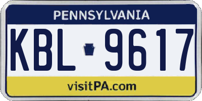 PA license plate KBL9617