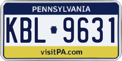 PA license plate KBL9631