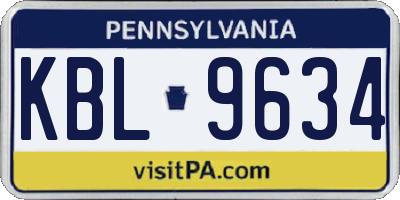 PA license plate KBL9634