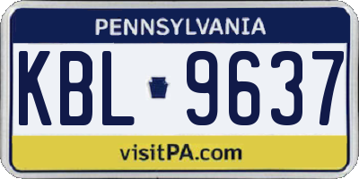 PA license plate KBL9637