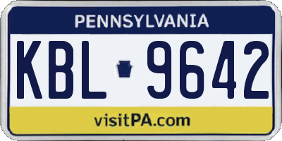 PA license plate KBL9642