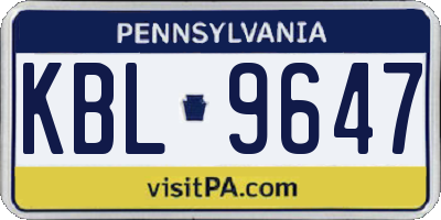 PA license plate KBL9647
