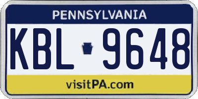 PA license plate KBL9648