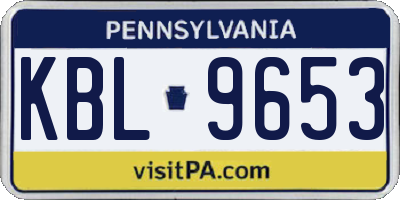 PA license plate KBL9653
