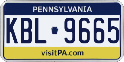 PA license plate KBL9665