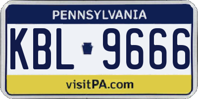 PA license plate KBL9666