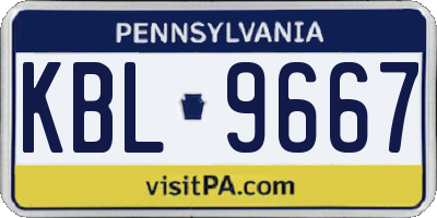 PA license plate KBL9667