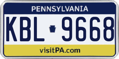 PA license plate KBL9668