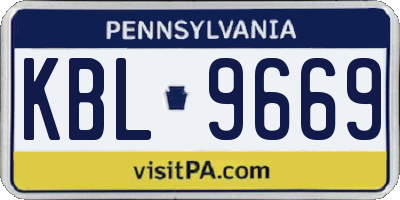 PA license plate KBL9669