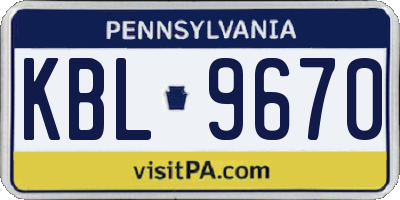 PA license plate KBL9670