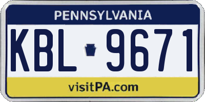 PA license plate KBL9671