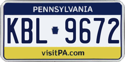 PA license plate KBL9672