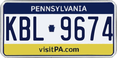 PA license plate KBL9674