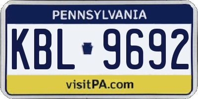 PA license plate KBL9692