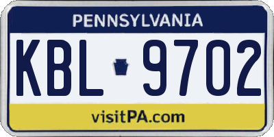 PA license plate KBL9702