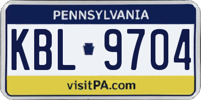 PA license plate KBL9704