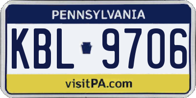 PA license plate KBL9706