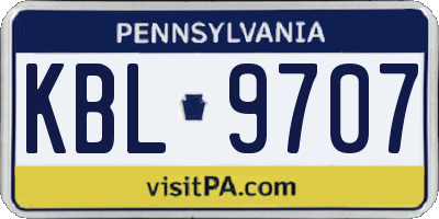 PA license plate KBL9707