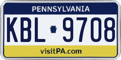 PA license plate KBL9708
