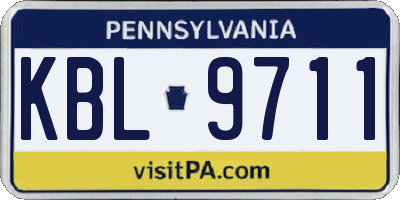 PA license plate KBL9711