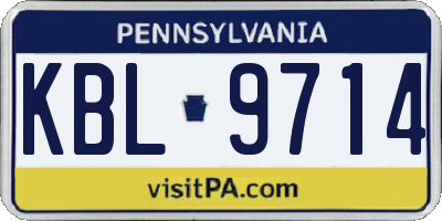 PA license plate KBL9714