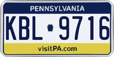 PA license plate KBL9716