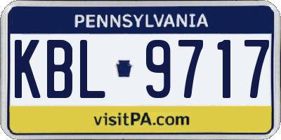 PA license plate KBL9717