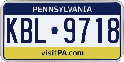 PA license plate KBL9718
