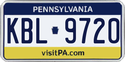PA license plate KBL9720