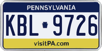 PA license plate KBL9726