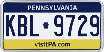 PA license plate KBL9729