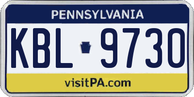 PA license plate KBL9730