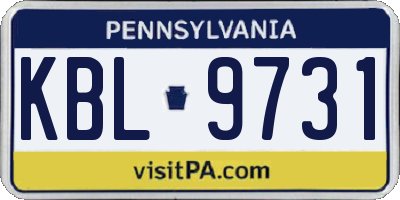 PA license plate KBL9731