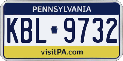 PA license plate KBL9732