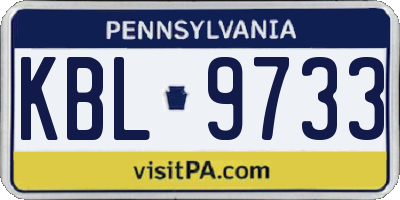 PA license plate KBL9733