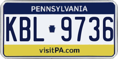 PA license plate KBL9736