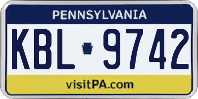 PA license plate KBL9742