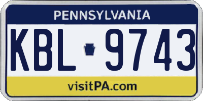 PA license plate KBL9743