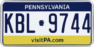 PA license plate KBL9744