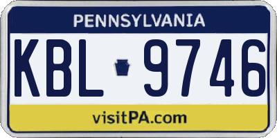 PA license plate KBL9746